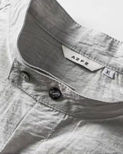 【URBANEST】スタンドカラーリネンブレンドシャツ 2color UN0035